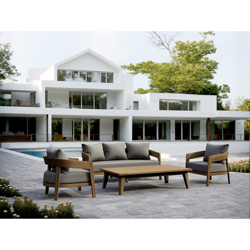 Outdoor 4 - Piece Teak Conversation Set, Gray