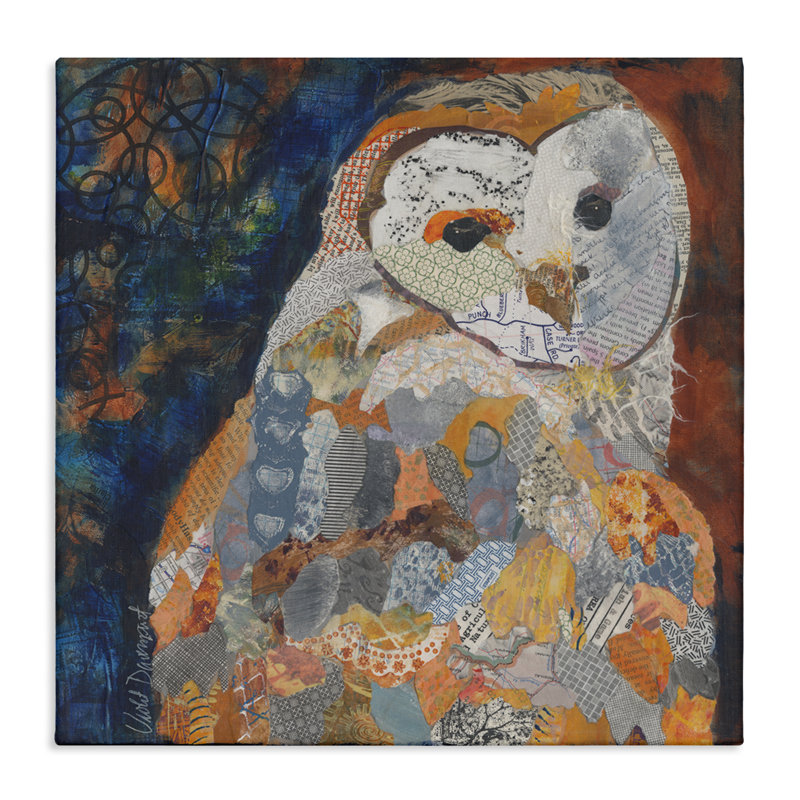 "Collage Owl" par Violet Davenport, H 36 po x l 36 po