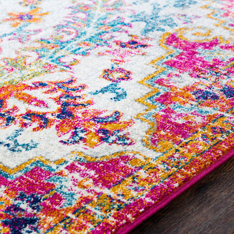 Traditional Rug, Bordered Floral Stain Resistant Easy to Clean Rug For Living Room, Dining Room, Bedroom
