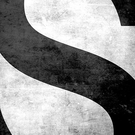 « b&w éraflures », art textuel sur toile en noir et gris, H 18 po x l 18 po x P 1,5 po, S
