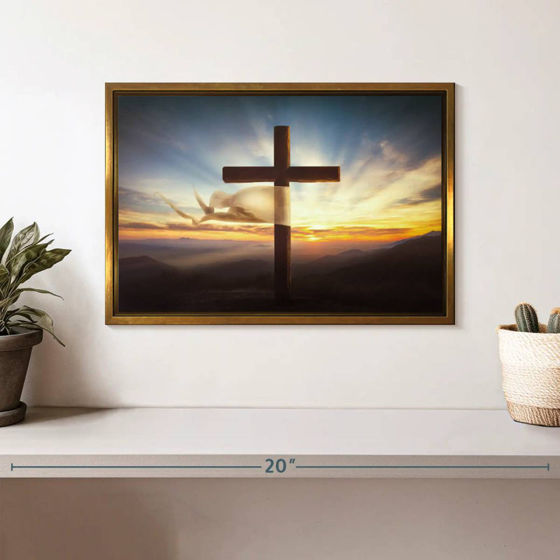 Holy Cross, Floating Frame Gold, 13" X 9"