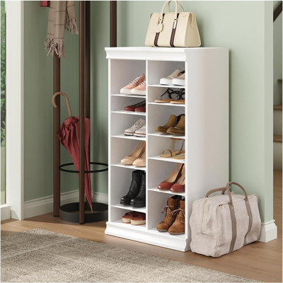1-Unit Adjustable Divided Storage Shelving Unit Organizer, White Modular Closet Shelf, Durable Engineered Wood, Modern Minimalist Style