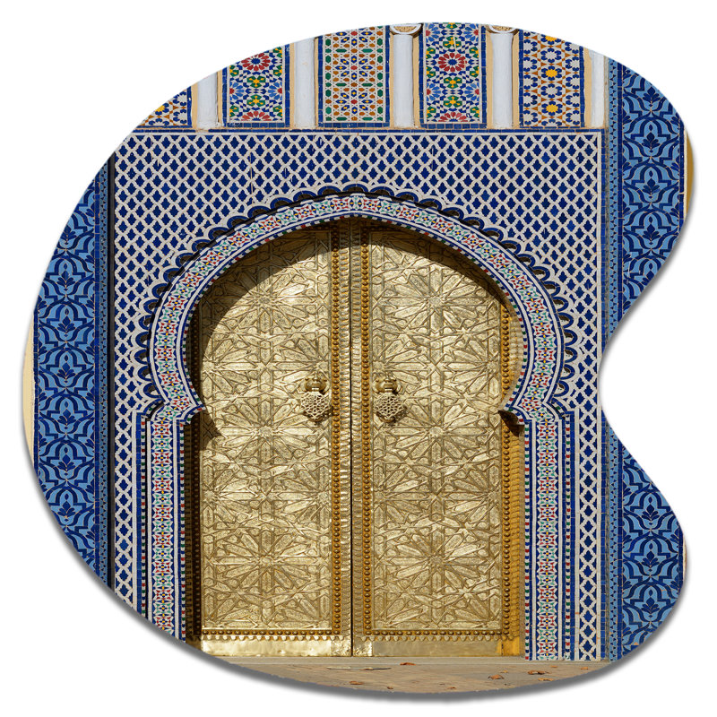 Morroco Palace Golden Doors - Art rétro en métal de qualité supérieure en forme de goutte irrégulière, H 27 po x l 27 po