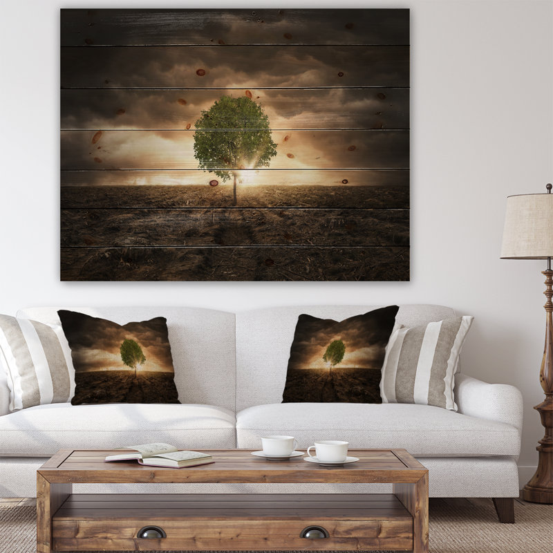 « n’tree », impression sous un motif ciel spectaculaire», H 15 po x l 20 po x P 1 po, Bois