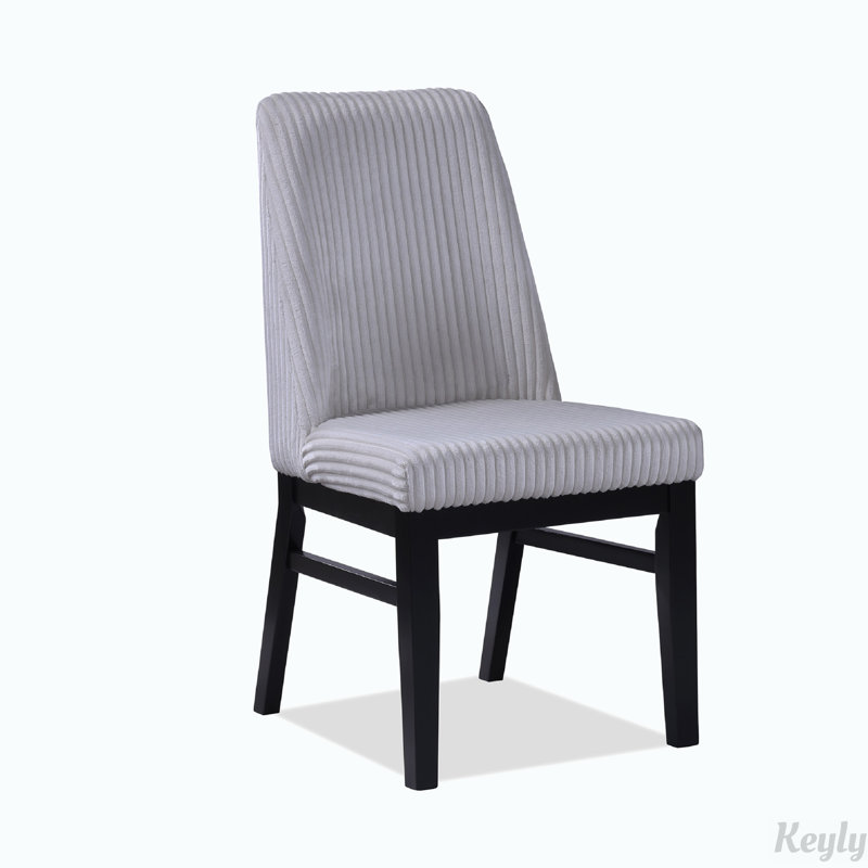 Ensemble de chaises de salle à manger rembourrées en tissu avec dossier haut rembourré, pieds en bois, Gris