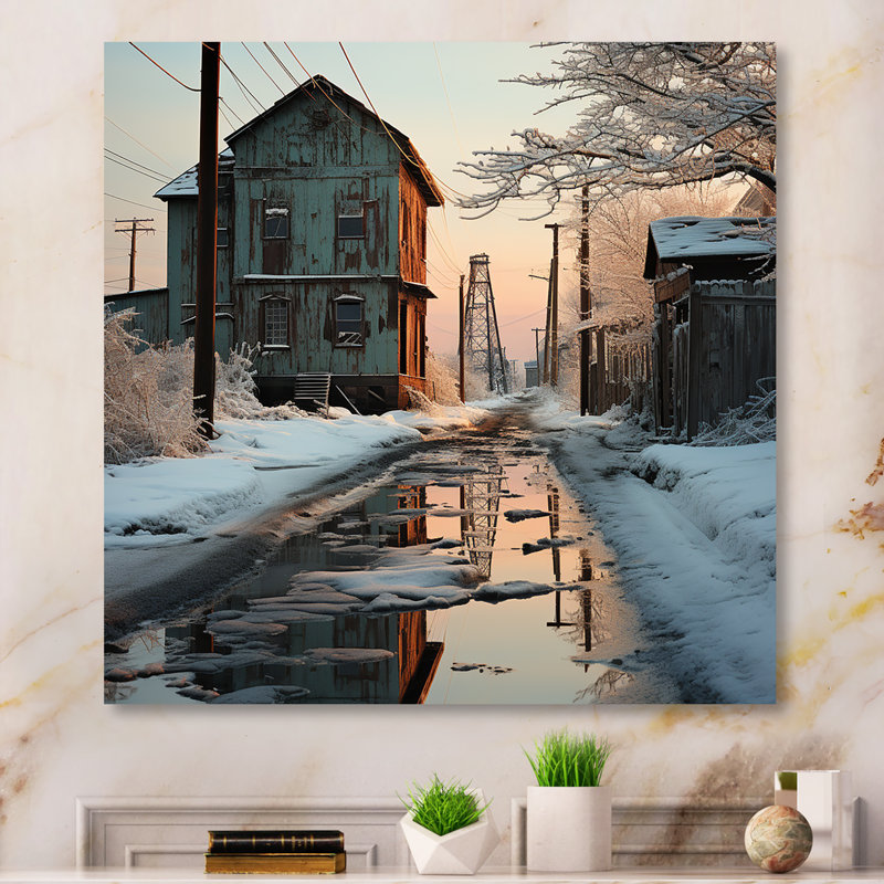 " Warehouses Winter Scenery I ", 30" H x 30" W x 1" D, Wrapped Canvas