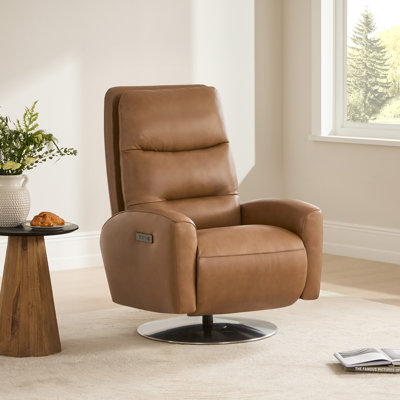 Genuine Leather Swivel Power Recliner