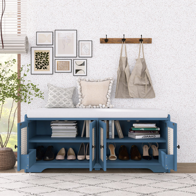 Banc de rangement en bois Rustic, Marine
