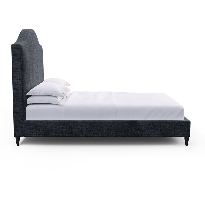Montague Upholstered Standard Storage Bed, California King, Crushed Velvet Blue Print, Weathered