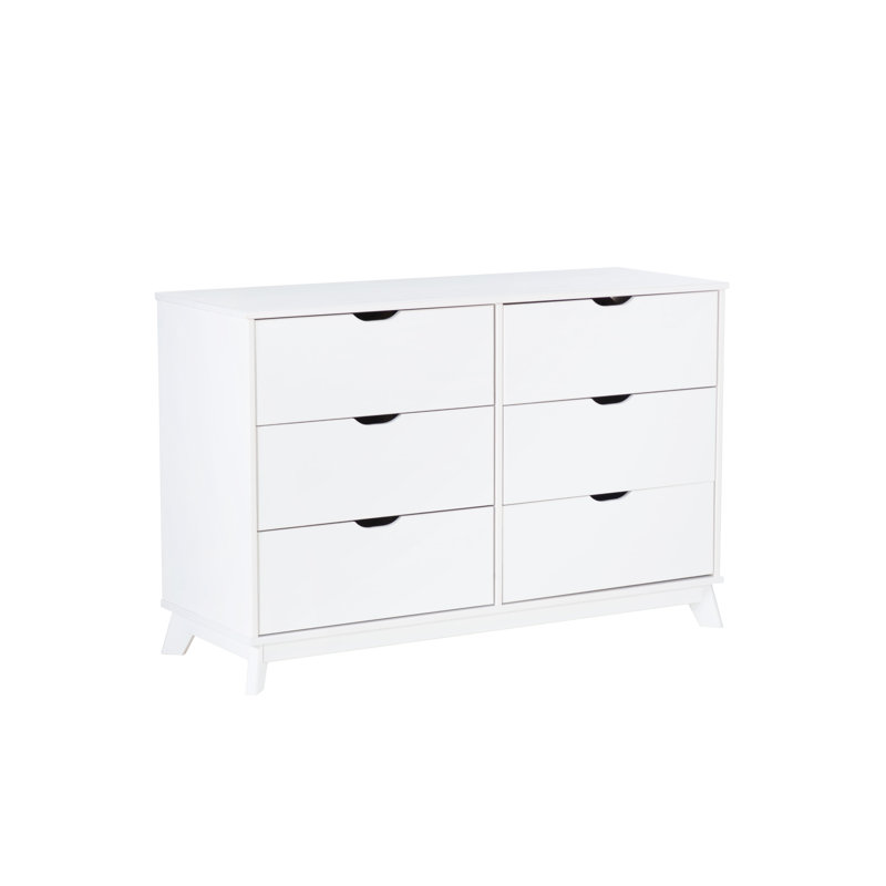 Commode double en bois massif 6 tiroirs Marialana, Blanc