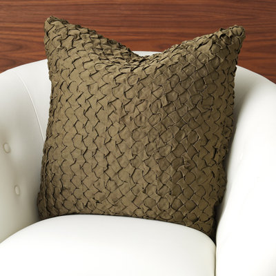 Diamond Ruche Pillow-Olive