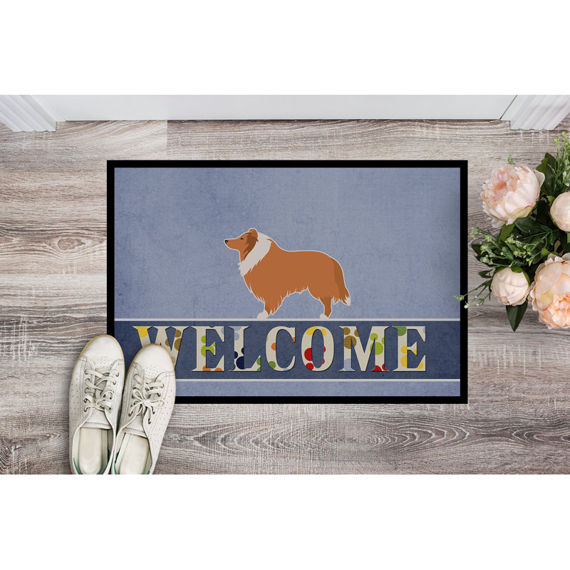 Tapis de porte pour l’extérieur anti-dérapant east urban home welcome, 27"