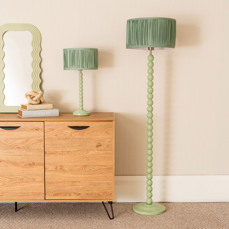 Rosino Wood Table Lamp, Green, Blue, No