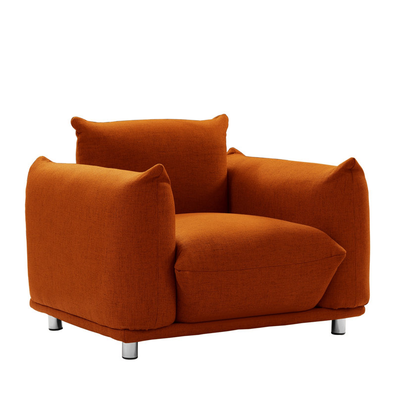 Tranay Accent Chair, Upholstered Single Chair for Home Bedroom Office, Rust Red Cotton Linen