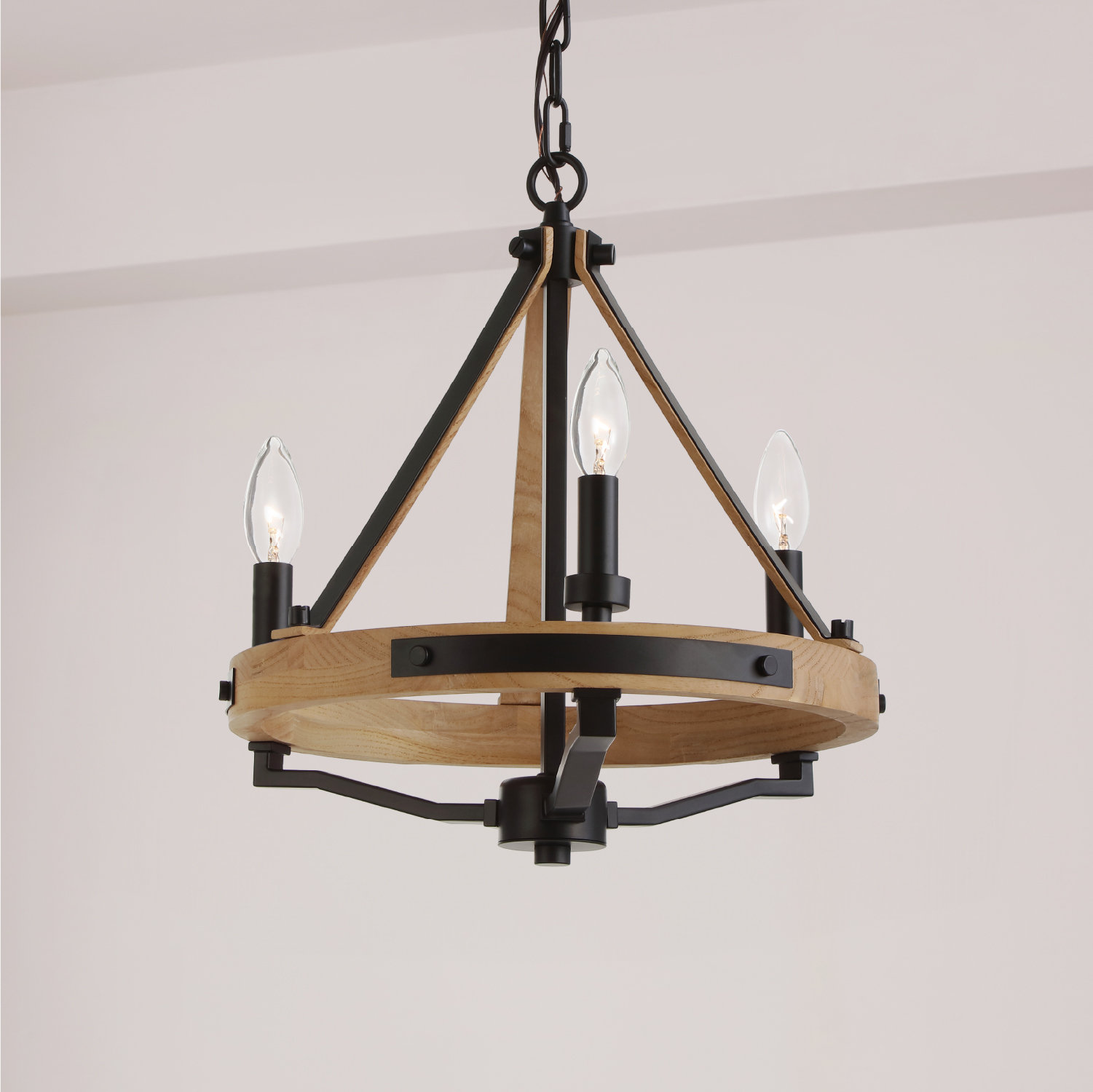 VidaLite Savannah 3Light Rustic Farmhouse Style Chandelier, Natural