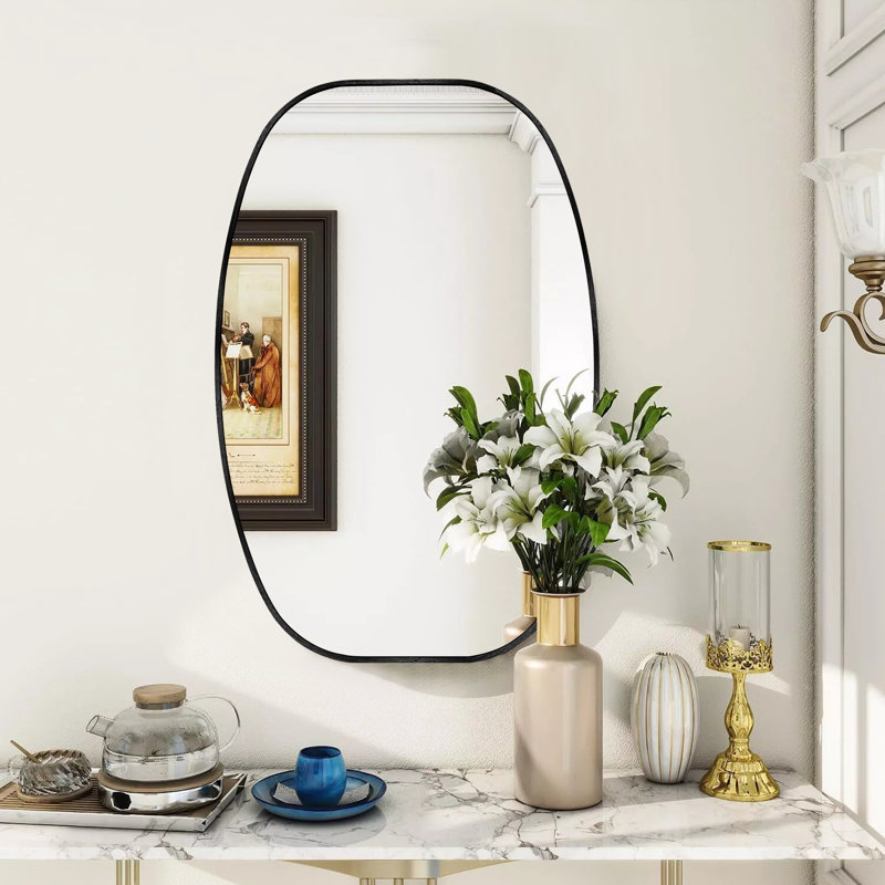 Miroir de salle de bain ovale, H 30 po x l 20 po, Noir
