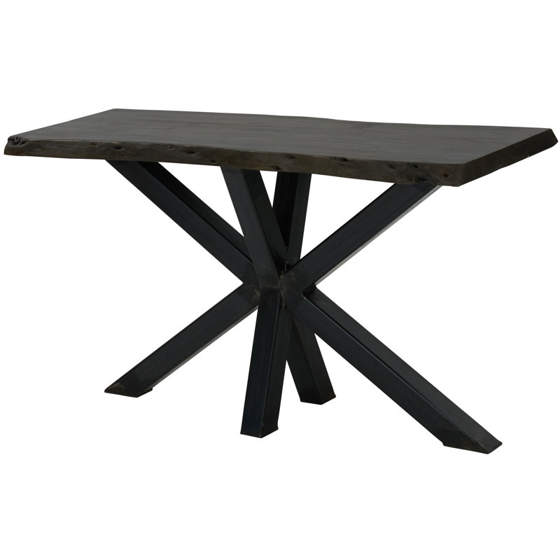 Eberhard 58" Natural Live Edge Mango Wood and Steel Console Table