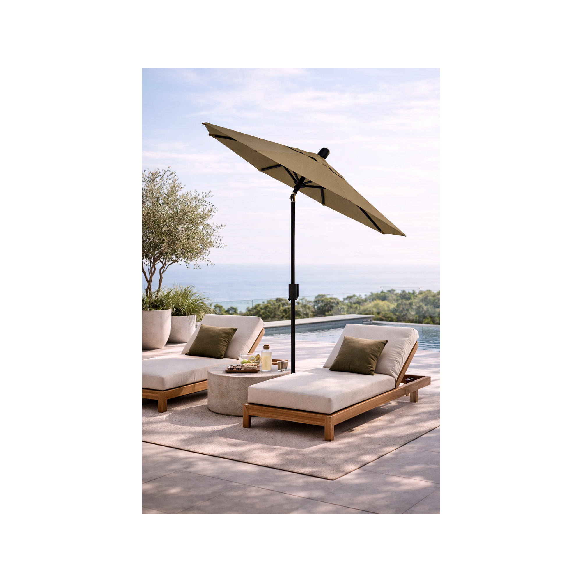 Natalie 74.5'' Outdoor Umbrella, Antique Bronze, Canvas Taupe
