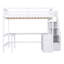Loft Bed With Built-In L-Shaped Desk And Three-Tier Storage Shelves-2013340862