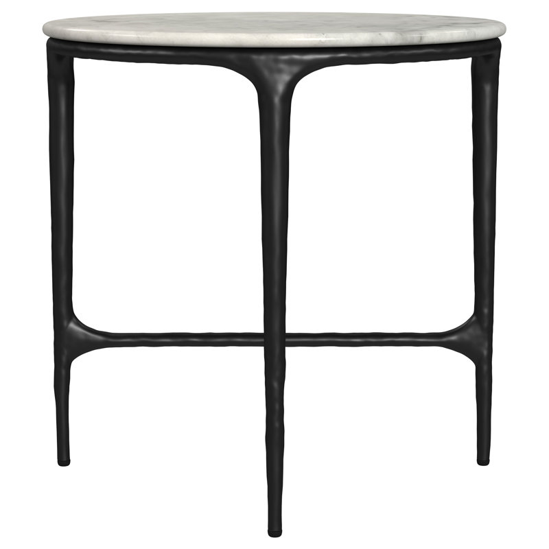 Table de bout ronde en métal véritable avec plateau en marbre Cintron