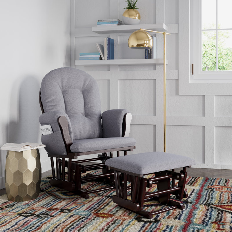 Fauteuil oscillant avec repose-pieds Hoop, Tourbillon gris ardoise, Espresso