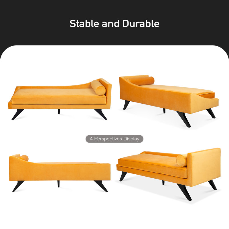 Chaise longue rembourrée Genisia, Tissu jaune