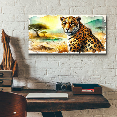  «Leopard Watercolor» par Rey Klimt, art mural en verre acrylique, 24 po x 12 po