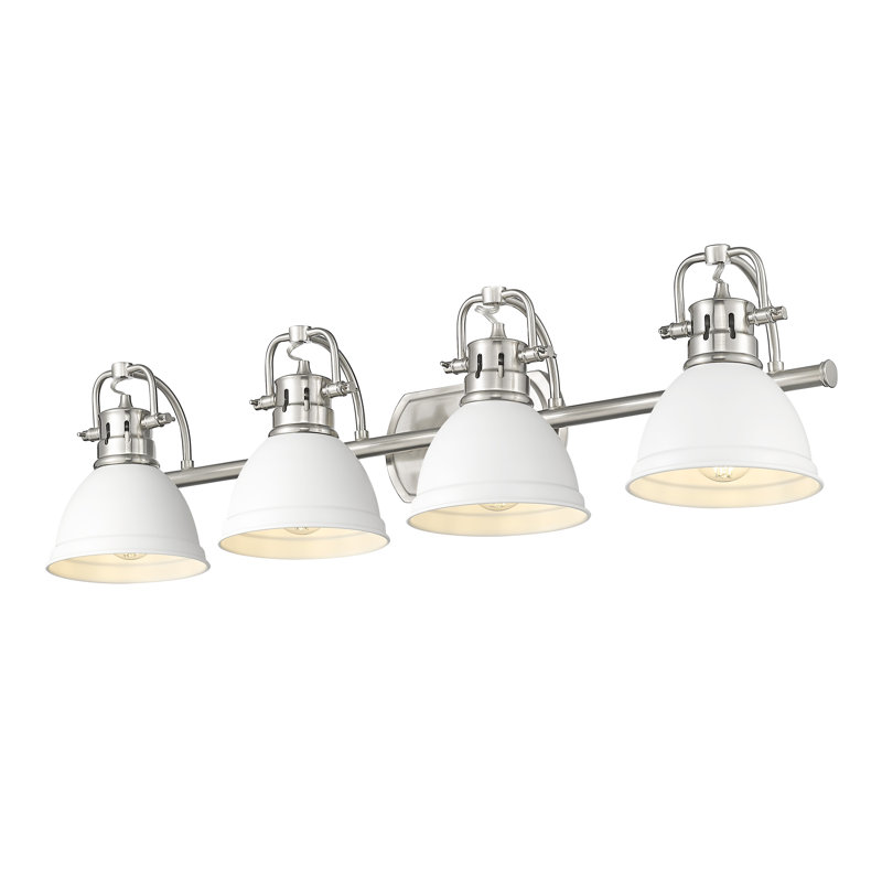 Ensemble de meuble-lavabo 4 lumières Brynnan, Étain, Blanc mat