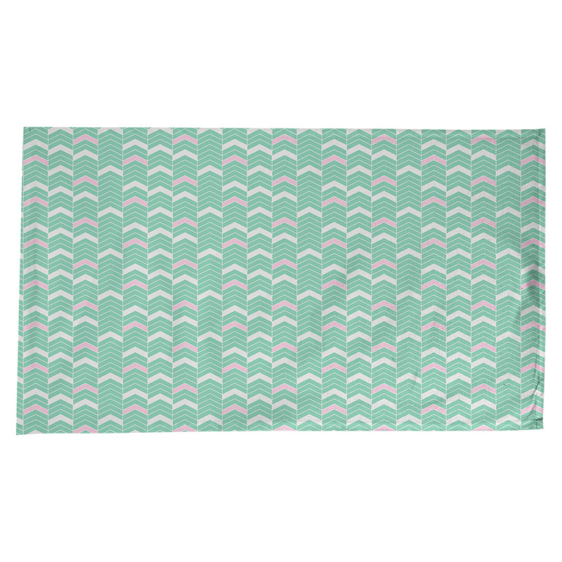 Nappe à chevrons à traits Stephenie, Vert et rose