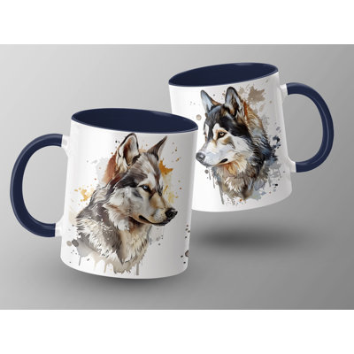 Majestic Watercolor Wolf Dog Design 11oz Coffee Mug