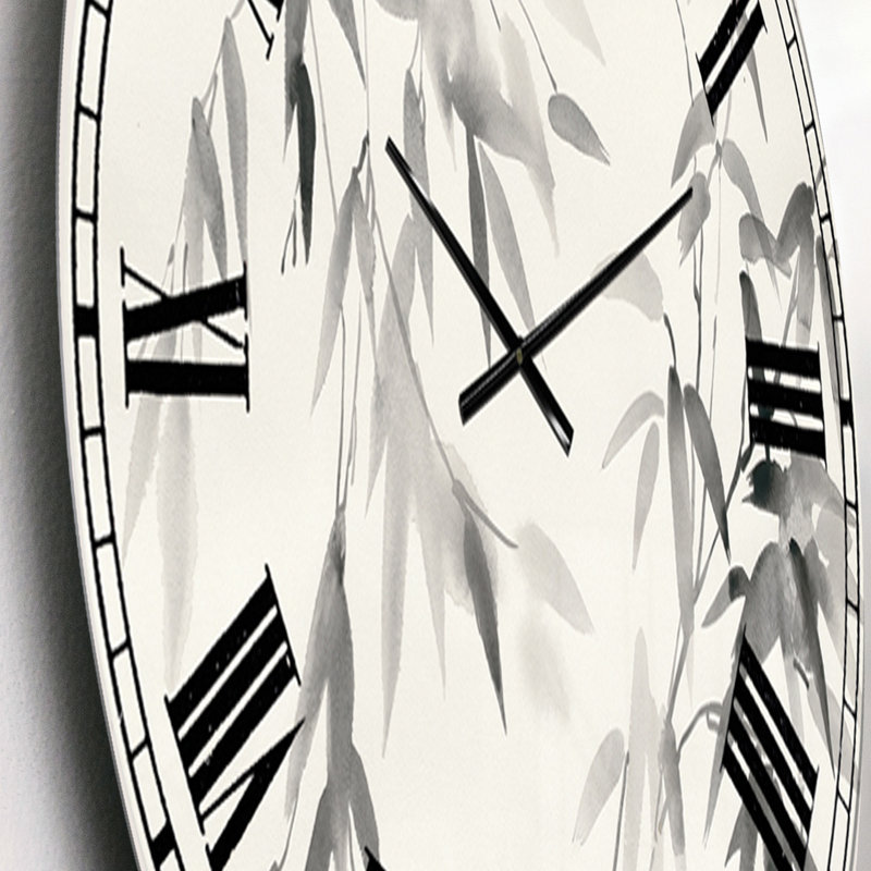 Horloge murale Swigart Bamboo Leaves II, Petit, Feuilles de bambou Swigart II