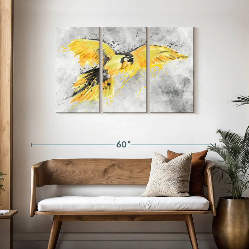 Brampt Yellow Macaw, 28" H x 45" W