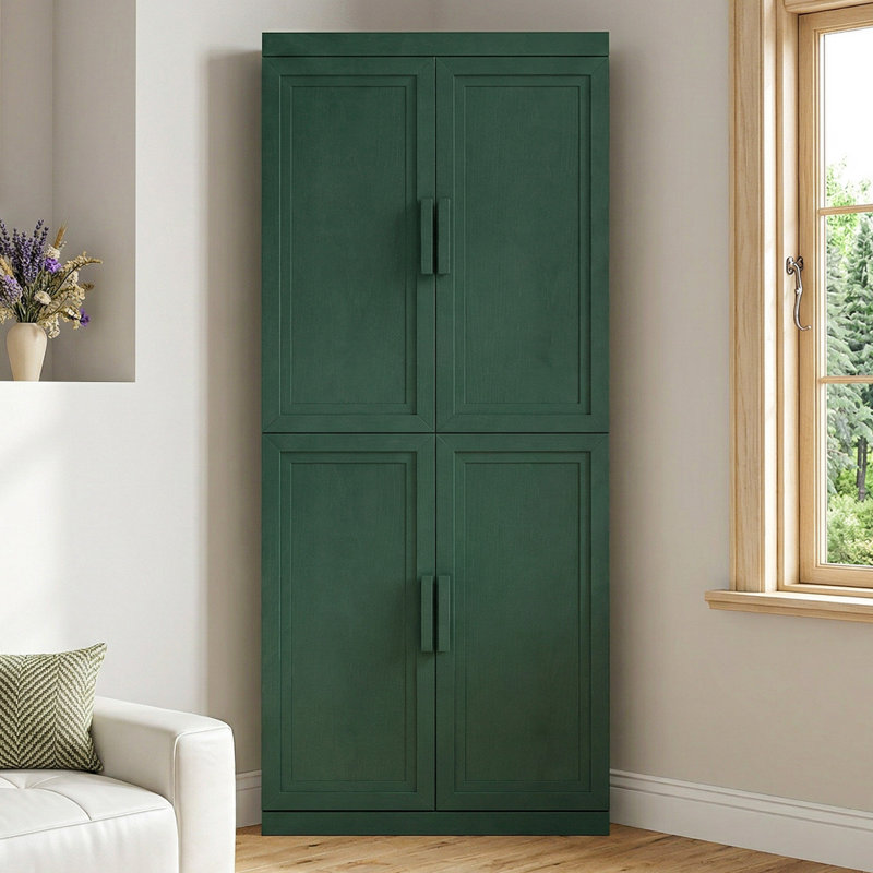 Armoire de coin en coin avec portes et tablettes réglables pour le salon et la salle à manger, H 72 po x l 31 po x P 16 po