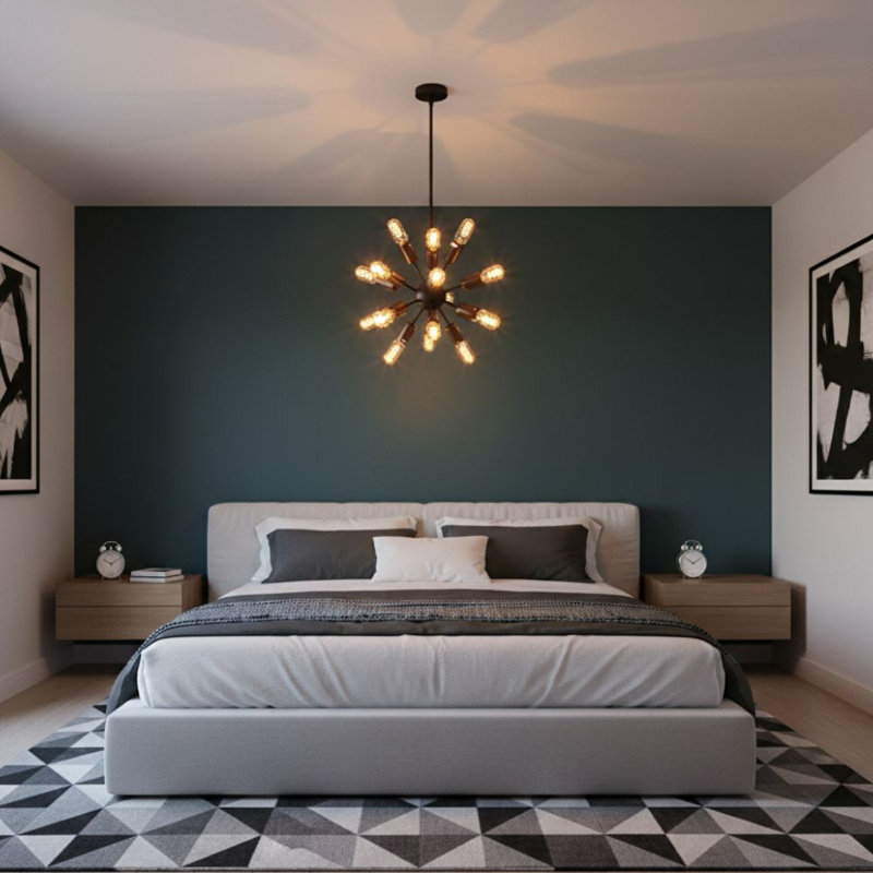 Industrial 12 Light Sputnik Sphere Chandelier