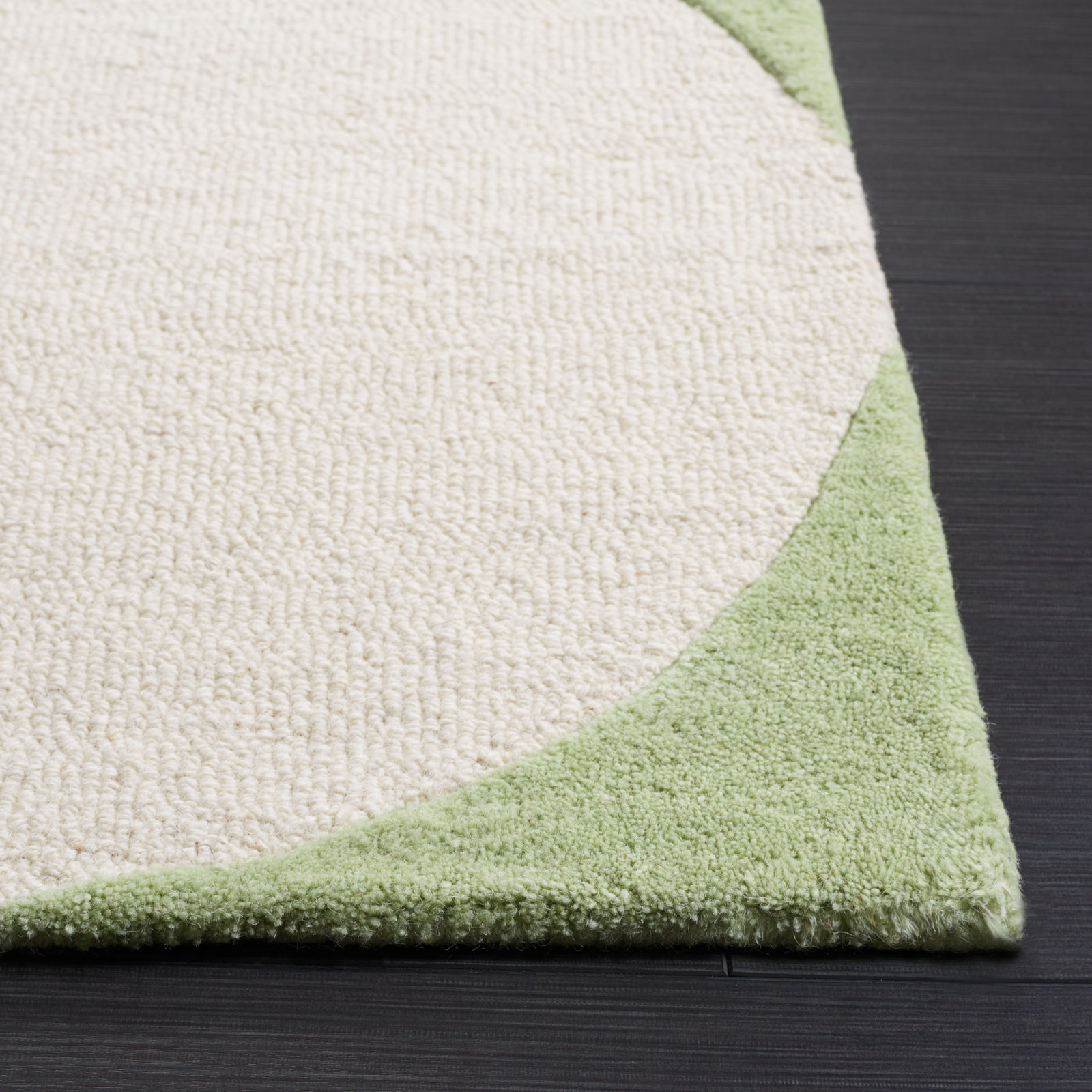 Felipe Green Black White Hand-Tufted Wool Rug, Rectangle 8' x 10'