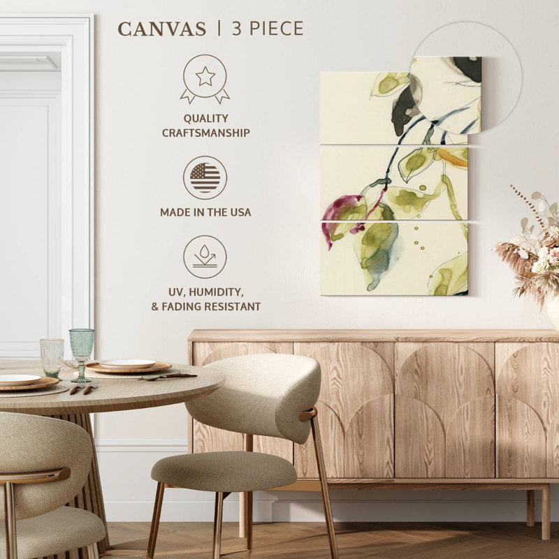 Harnek Leaf Branch Triptych I, 38" H x 24" W