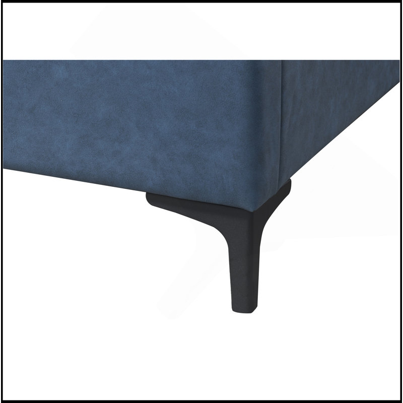 Grand lit tapissier bleu avec cadre durable et conception élégante pour un confort de sommeil et un attrait esthétique améliorés