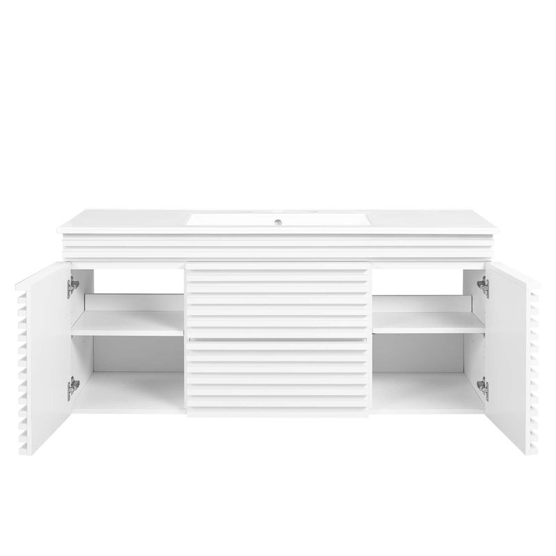 Meuble-lavabo mural 48 po Modway Render, Blanc, Blanc
