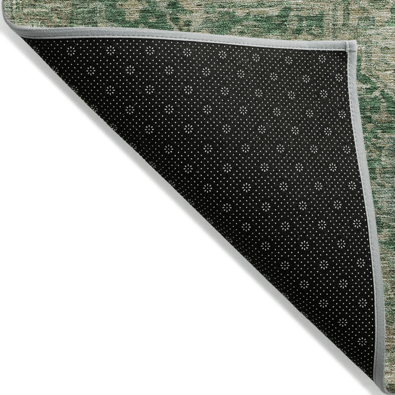 Emerald Synthetic Medallion Washable Rectangular Rug 3' x 5'