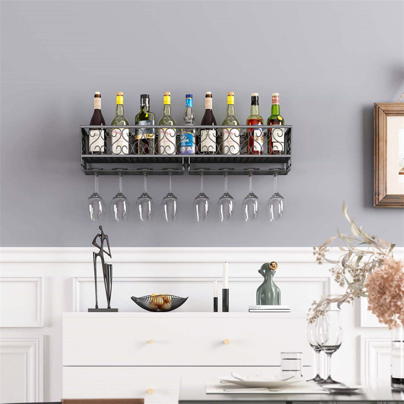Destinnie Wine Bottle & Glass Rack Black