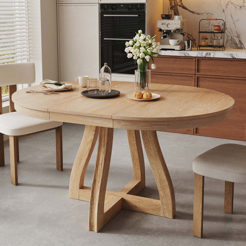 Table de salle à manger extensible Rustic Farmhouse, Bois naturel délavé