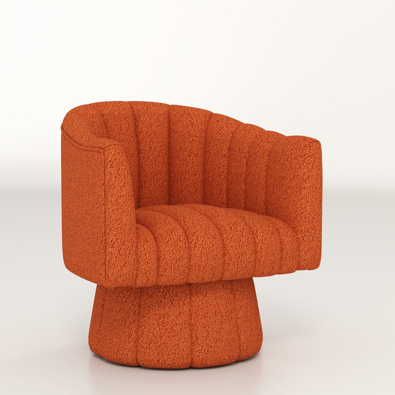 Murrow Upholstered Swivel Barrel Chair, Orange Teddy