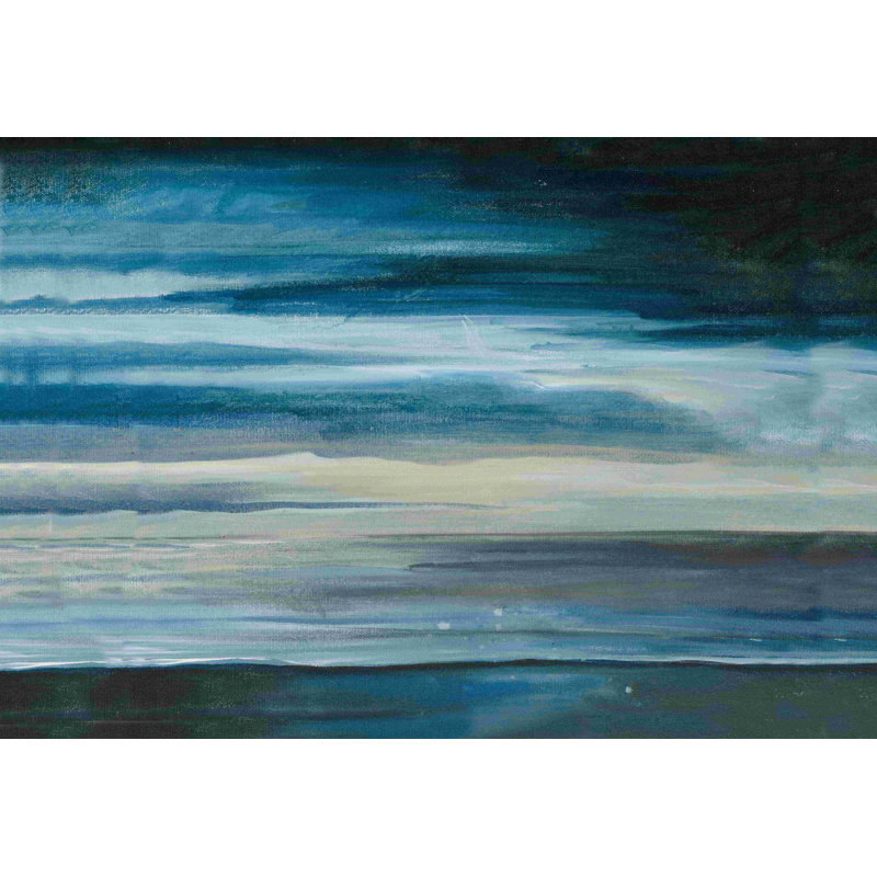 Abstrait bleu mer 2 - peinture sur toile tendue, H 20 po x l 30 po