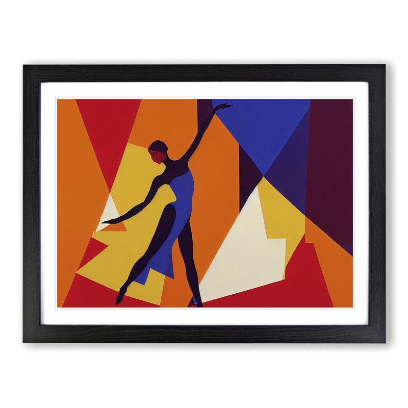 Abstract Woman Dancer Vol.1 1 Piece Single Picture Frame Wall Art, 34cm H x 46cm W x 2cm D, Black