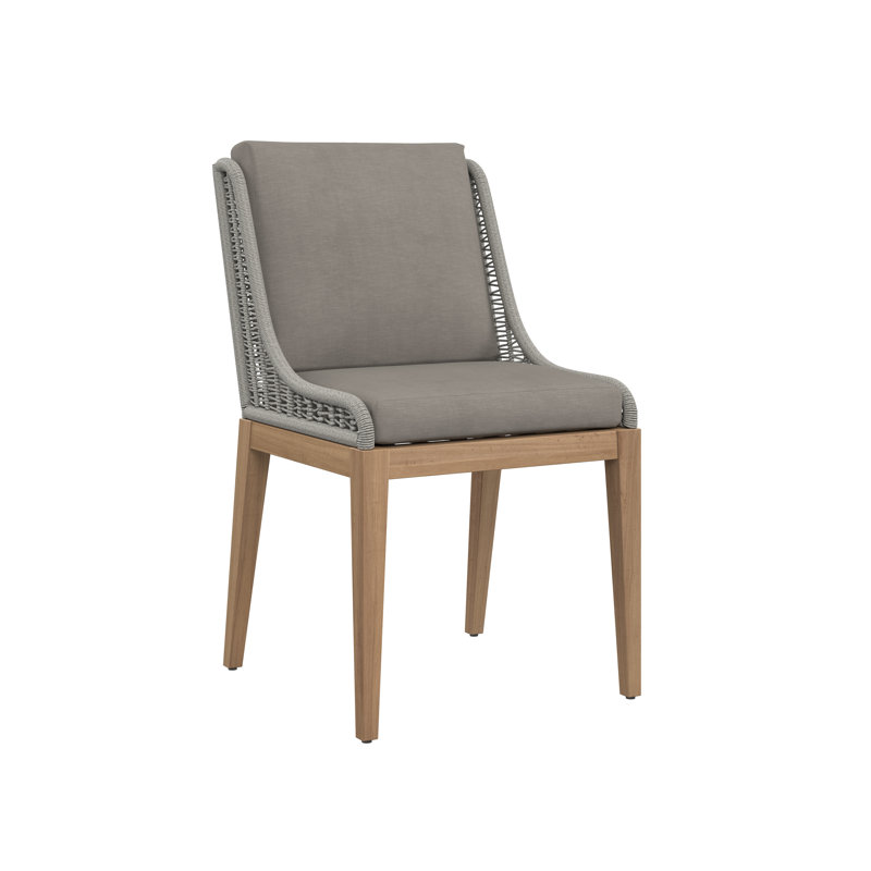 Hellmut Outdoor Teak Dining Side Chair, Gray, Dark Brown