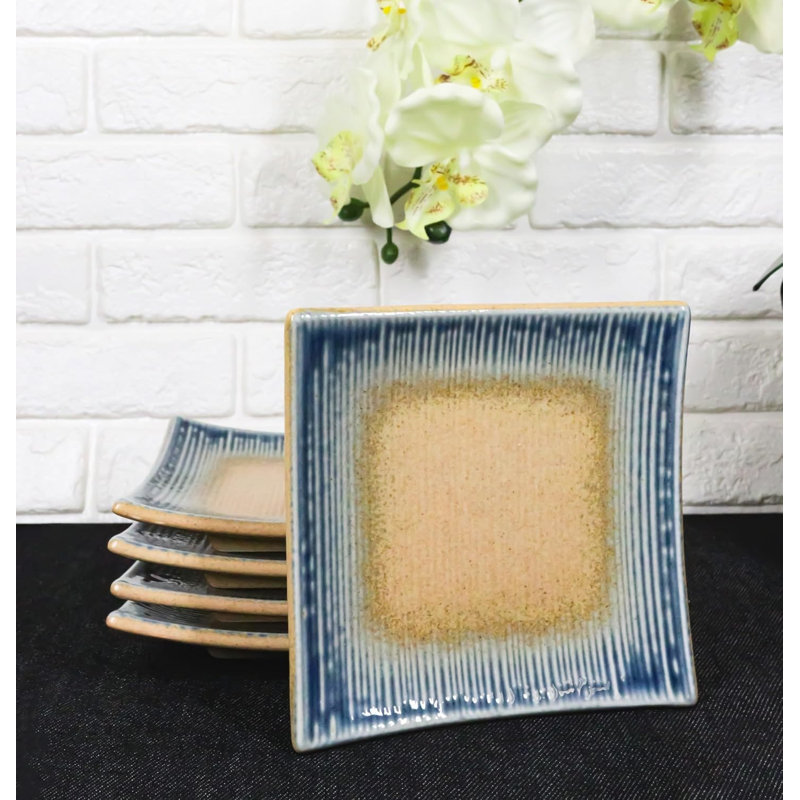 Ensemble de 5 assiettes à dessert carrées Ao Nagashi L 5,5 po