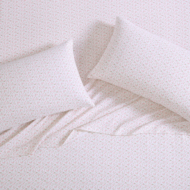 Brushed Cotton Flannel Sheet Set, Queen Sheet Set with 2 Pillowcases, Evie Pink