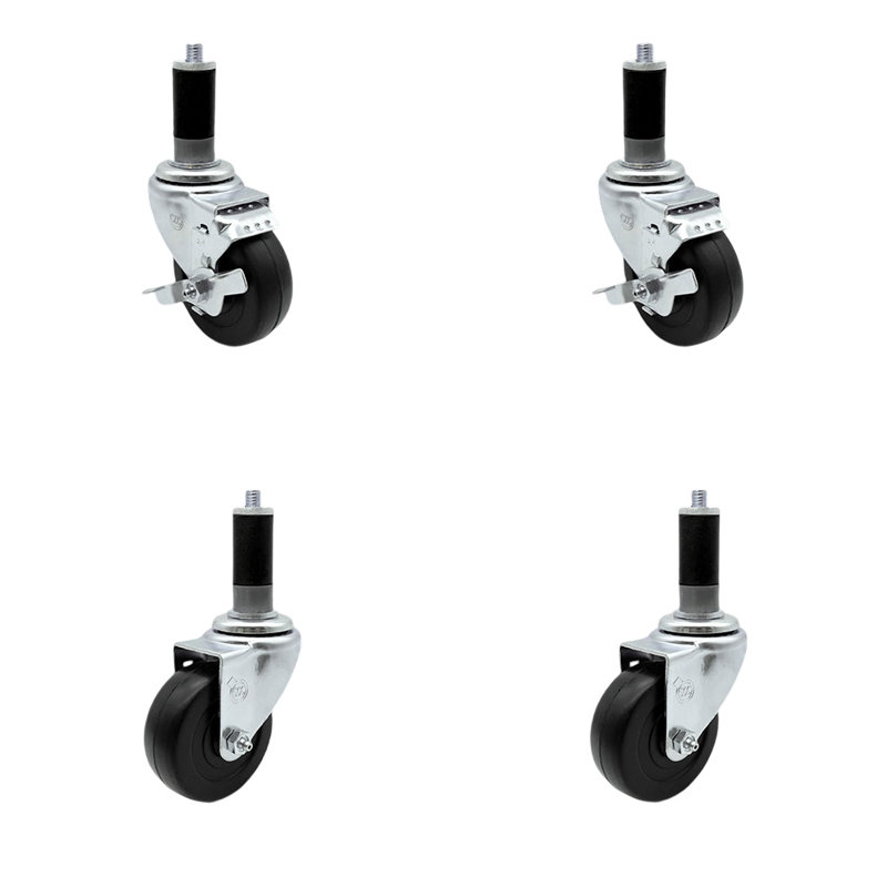 4 Piece Hard Rubber Caster Set
