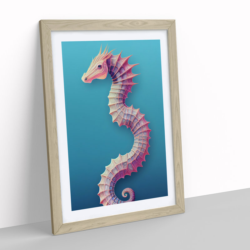 Profile Of A Seahorse No.3 - Single Picture Frame Print, 34cm H x 25cm W x 2cm D, Oak Framed