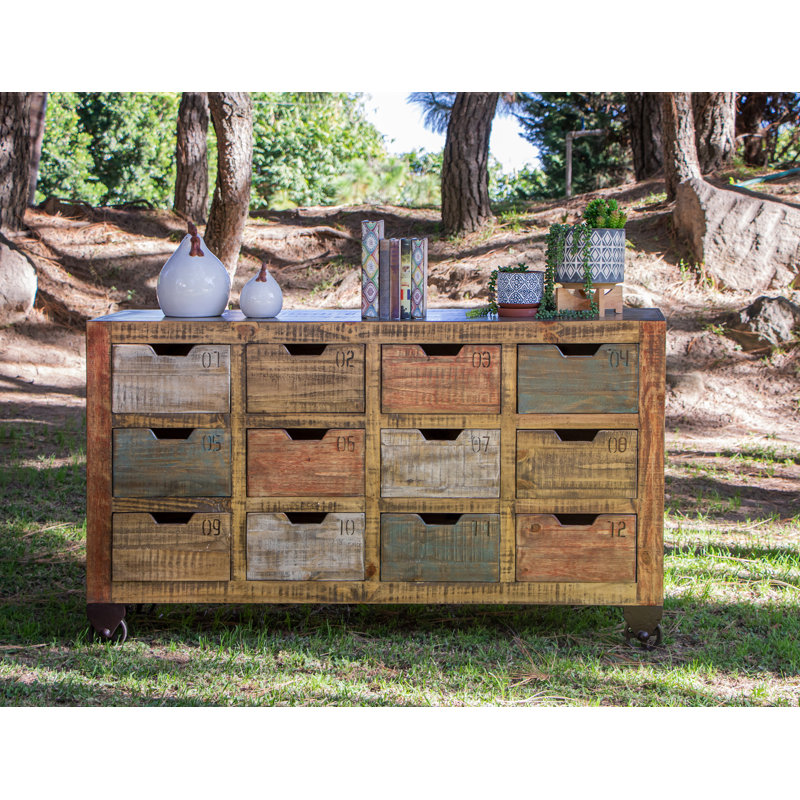Domen Console With 12 Numbered Drawers, Multi-Color Finish